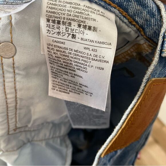 Levi’s 501 Distressed Button Fly Denim Blue Jeans - Picture 7 of 10